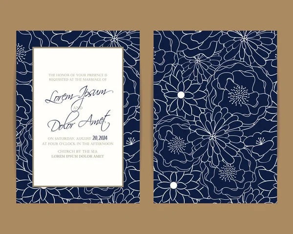 Invitación de boda y guardar las tarjetas de fecha — Vector de stock