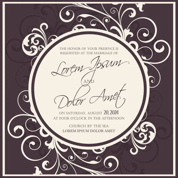 Tarjeta de invitación o anuncio de boda — Vector de stock