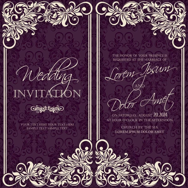 Invitación de boda y guardar las tarjetas de fecha — Vector de stock