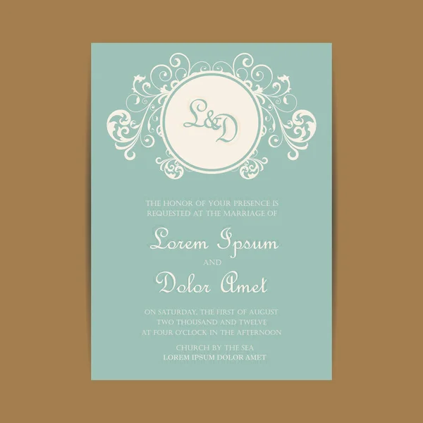 結婚式の招待状、カードの日付を保存 — ストックベクタ