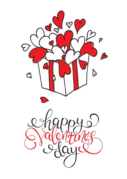 Box with hearts. Happy Valentine's Day — Stock Vector