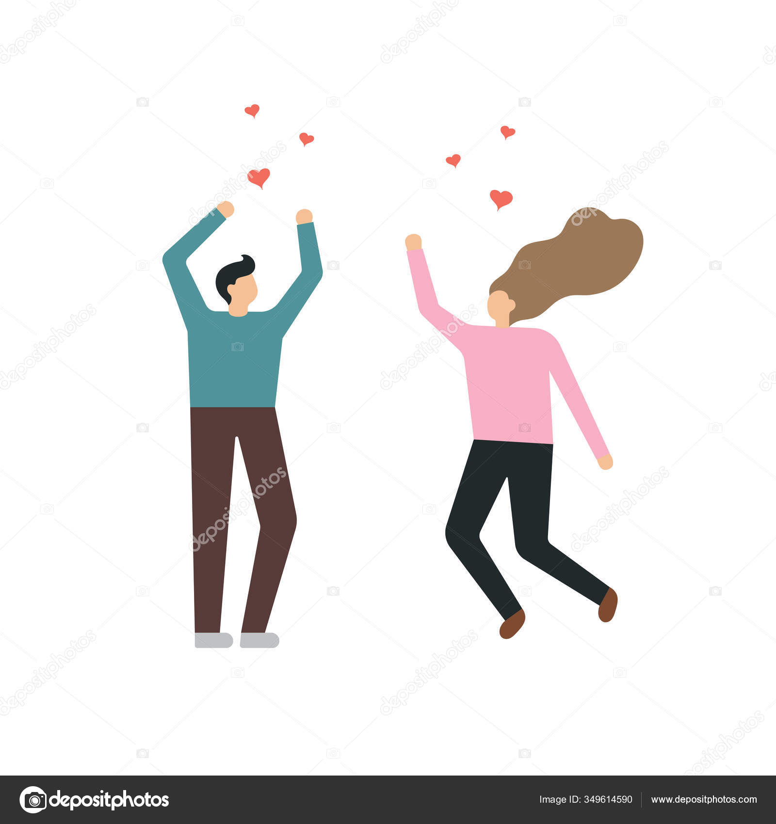 Boy Girl Love Young Couple Flat Cartoon Vector Illustration Vector Image By C Arnica Vector Stock