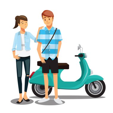 Bisiklet, çizgi film karakteri aile Çift 