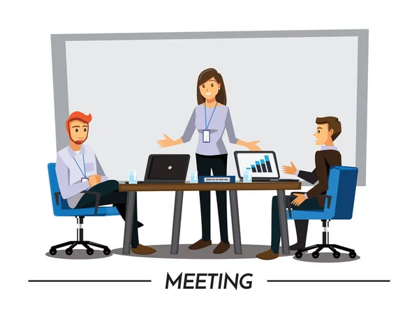 Business mensen hebben bestuursvergadering, Vector Illustratie cartoon — Stockvector