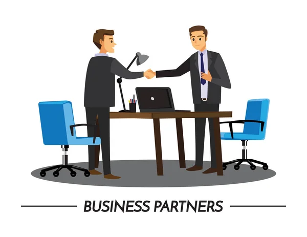 Koncepcja businesss i office - dwóch biznesmenów, drżenie rąk, Vec — Wektor stockowy