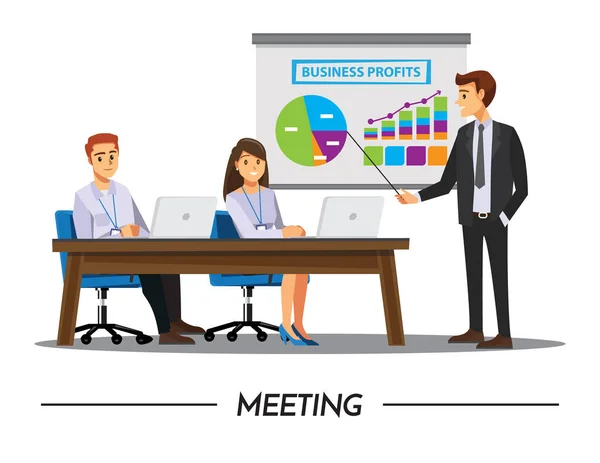 Pessoas de negócios que têm reunião do conselho, desenho animado ilustração vetorial — Vetor de Stock
