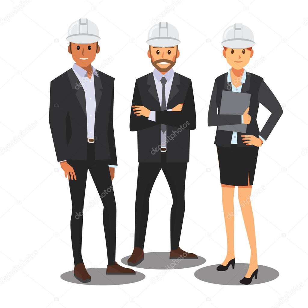 Engineer management team,( white hat ) vector