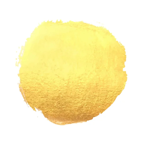 Hand drawn splash spot golden background, mettalic luxury circle brush stroke. Glitter round painting on paper. Vector illustration — Stock Vector