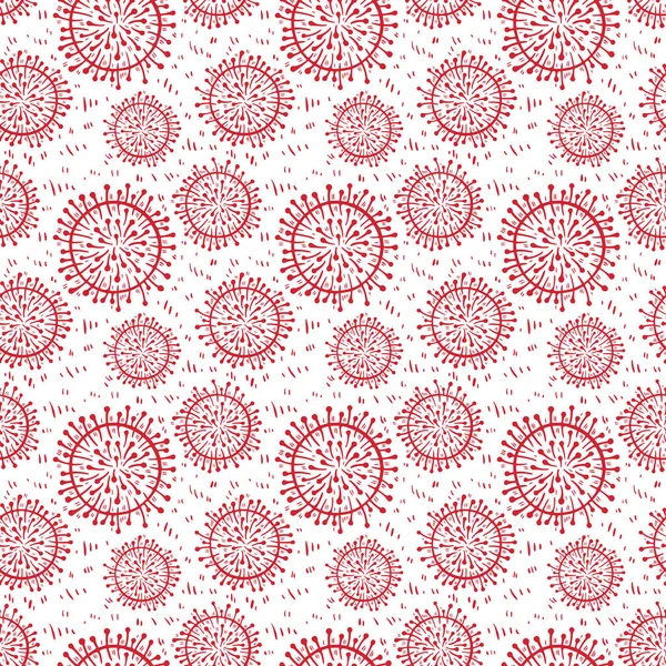 Коронавирус 2019 Ncov Клетки Бесшовной Векторной Иллюстрации Шаблона Вирусные Бактерии — стоковый вектор