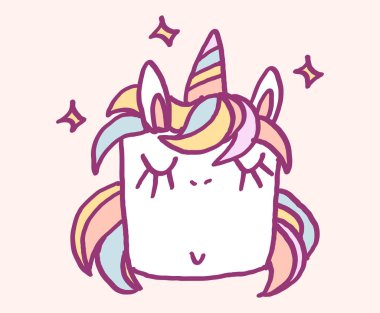 Tek boynuzlu at gibi giyinmiş şirin çizgi film karakteri çöl, komik vektör çizimi. Tee kart yazdırma grafik sanatı.