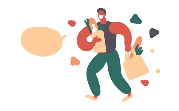 Handgezeichnete Vektor Illustration Cartoon Niedlichen Charakter Junger Glücklicher Mann Trägt — Stockvektor