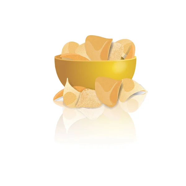 Чаша картопляних чіпсів ізольована на білому — стоковий вектор