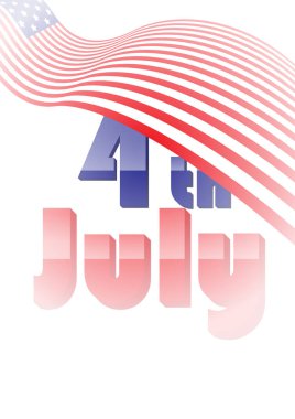 Vektör çizimi 4 th Amerika Birleşik Devletleri bayrağı arka üzerinde Temmuz metin maskesi