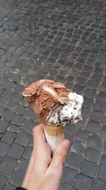 Çikolatalı ve vanilyalı dondurma.