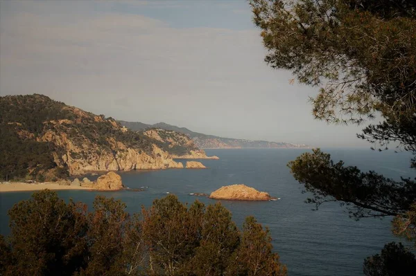 Paysage Costa Brava Espagne Falaises Sur Mer Dans Lumière Chaude — Photo
