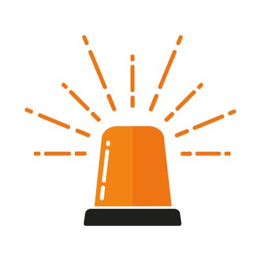 Turuncu ışık ikonu vektör illüstrasyonu. Ambulans, polis, itfaiye ve diğer kurtarma ekipleri için sinyal ışığı. Düz simge, logo, grafik element.