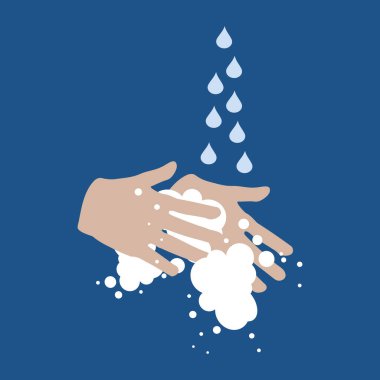 Elleri yıkamanın vektör çizimi. Grafik ögesi, düz simgeler.