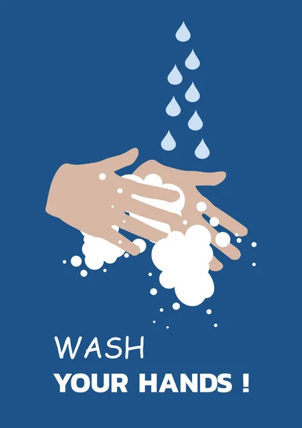 Ilustracja Wektorowa Mycia Ręków Napis Umyć Ręce Element Graficzny Płaskie — Wektor stockowy