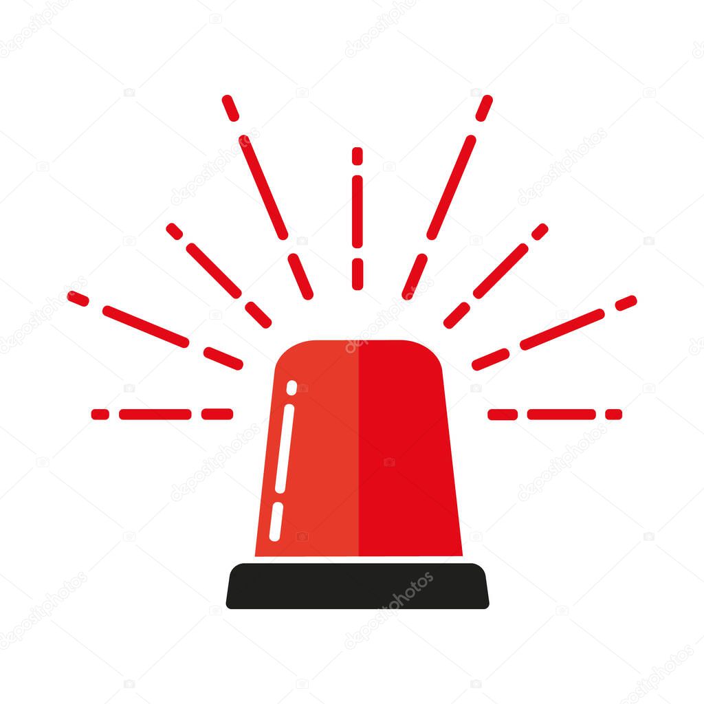 Vector illustration of red flasher lights icon.Signal light for ambulance, police,fire brigade and other rescue teams.Flat icon,logo,graphic element.