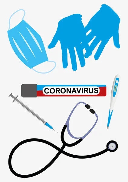 Векторна Ілюстрація Пробірки Коронавірусом Зразка Крові Тлі Медичного Обладнання Захисна — стоковий вектор