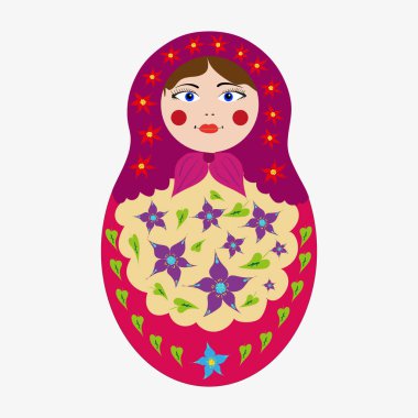 Matruşka bebeğinin vektör illüstrasyonu, afiş veya web sitesi için grafik ögesi.