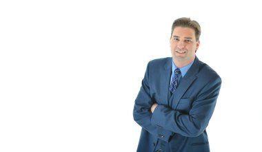 Ayakta ve öne eğilerek iş adamı 