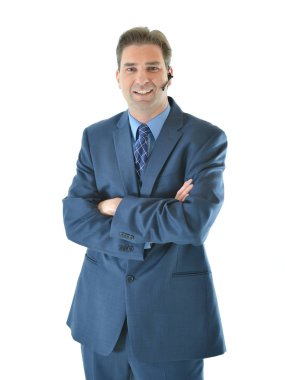 İş adamı telefon veya sunulması veya müşteri hizmetleri temsilcisi