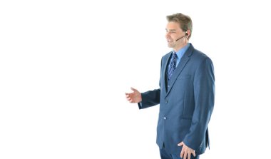 İş adamı telefon veya sunulması veya müşteri hizmetleri temsilcisi