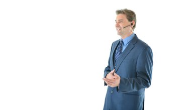 İş adamı telefon veya sunulması veya müşteri hizmetleri temsilcisi