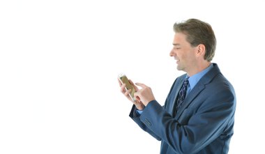 İş adamı akıllı telefonunu kontrol yapma