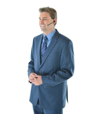 İş adamı telefon veya sunulması veya müşteri hizmetleri temsilcisi