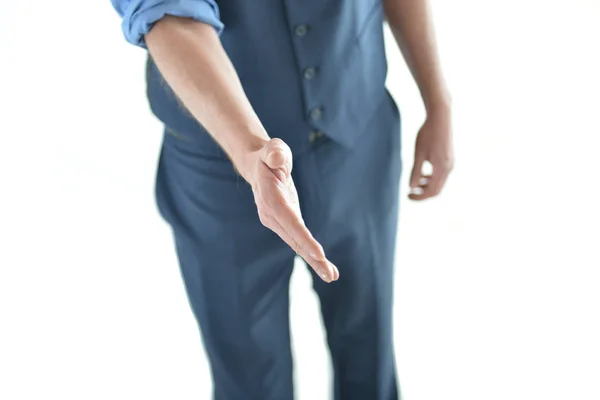 Zakenman stak hand voor een handbewegingen — Stockfoto