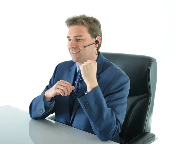 Business man on phone or customer service representative — Stock Photo, Image