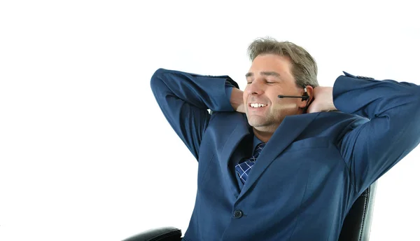 Geschäftsmann am Telefon oder Kundendienstmitarbeiter — Stockfoto