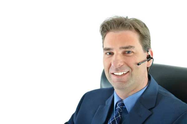 電話または顧客サービス担当者にビジネスの男性 ストック画像