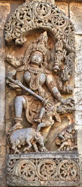 Hindu sculpture, Bellur, India clipart