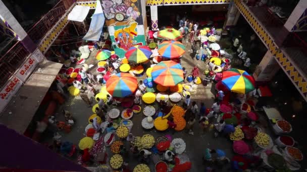 快速节奏电影与 花卉市场在班加罗尔 印度在2018年3月第三 — 图库视频影像