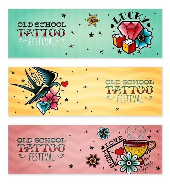 Old school tattoo banners set Vector Graphics