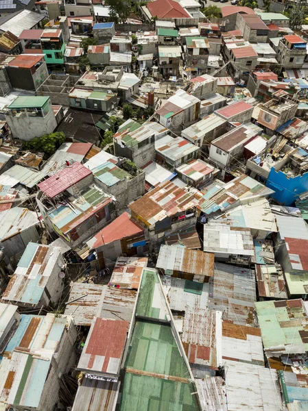 Plåt Och Hålhus Ett Fattigt Slumområde Manila — Stockfoto