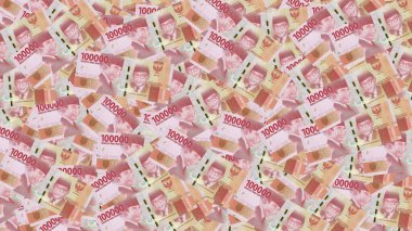100.000 Endonezya Rupia 'sının düzenli bir arka planı. Endonezya 'nın kağıt para, para veya banknotları.