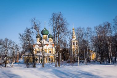 Başkalaşım Katedrali Uglich Kremlin'in bir güneşli kış günü, Rusya Federasyonu