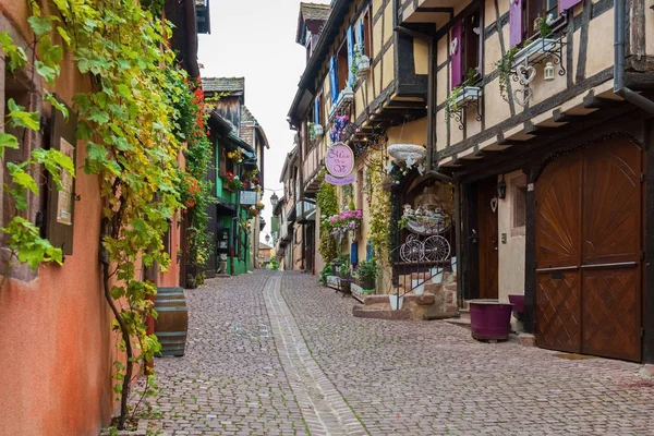 RIQUEWIHR, HAUT- RHIN / FRANCE - NOVEMBER 5, 2017: One of the side streets of a beautiful village in autumn — Stock Photo, Image