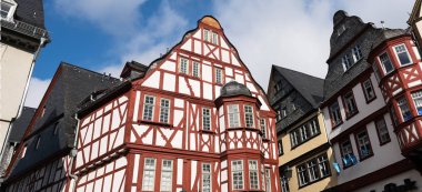 Tarihi yarı ahşap eski merkezinde, Limburg an der Lahn, Almanya evler