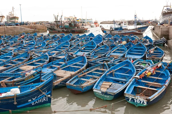 Essaouira Morocco Março 2020 Vista Panorâmica Grande Número Barcos Pesca — Fotografia de Stock