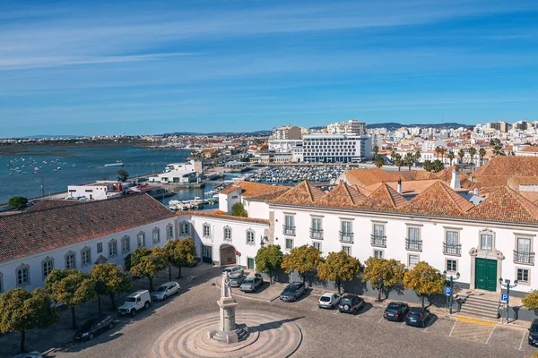 Faro Algarve Portugal Ruari 2028 Ovanifrån Staden Spridda Stranden Atlanten — Stockfoto