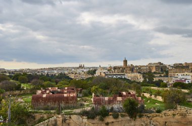 Malta City Skyline, renkli ev balkonu Malta Valletta