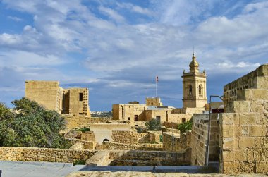 Malta 'nın komşu adası Gozo' daki Victoria şehrine bakın.