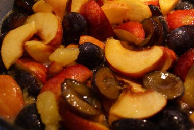 fruit slices in sugar syrup