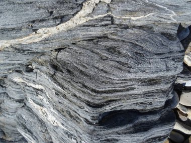 Taşın güzel desenli yüzeyi. Yakın plan.