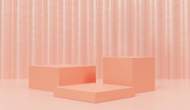 3D soyut minimum geometrik formlar. Senin için ışıltılı lüks podyum